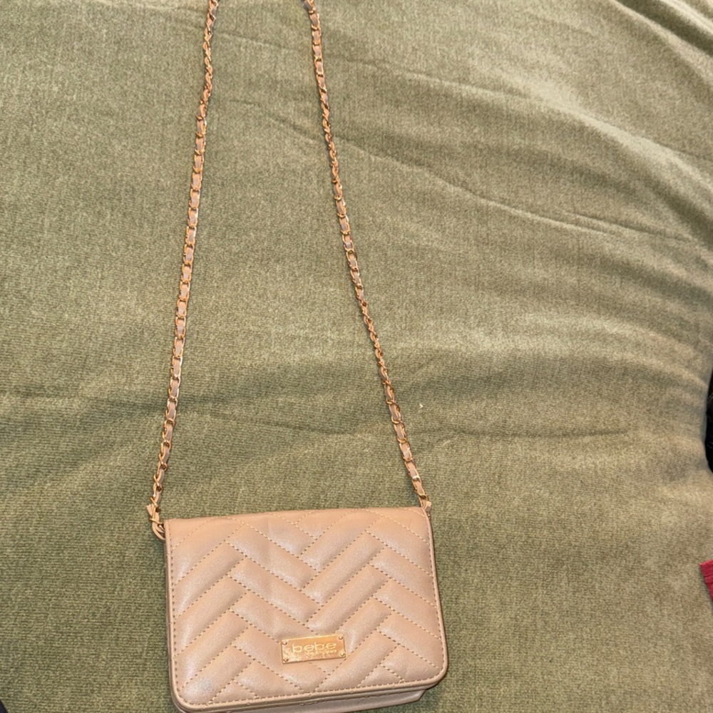 bebe Tan Quilted Crossbody Bag